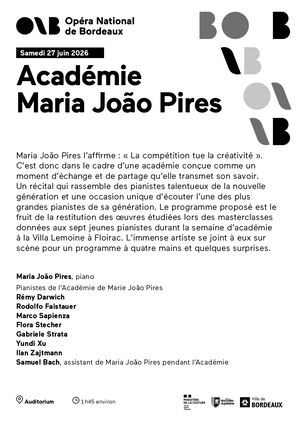 Concert Académie Maria Joao Pires samedi 27 juin 2026