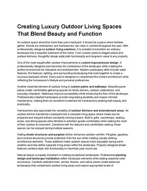 Creating Luxury Outdoor Living Spaces That Blend Beauty And Function