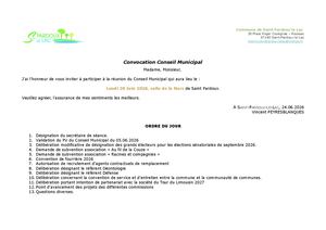 Convocation Conseil Municipal Du 29 06 2026