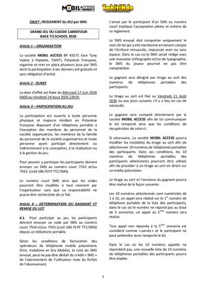 Reglement Mobil Acess Grand Jeu Carrefour Back To School 2026
