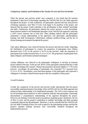 T Comparison, Analysis, And Evaluation Of The Teacher Pre Test And Post Test Results