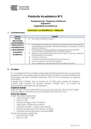 Producto Academico N°3 Ingenieria Economica