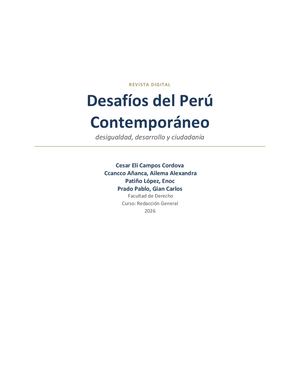 Desafíos del Perú Contemporáneo: desigualdad, desarrollo y ciudadanía