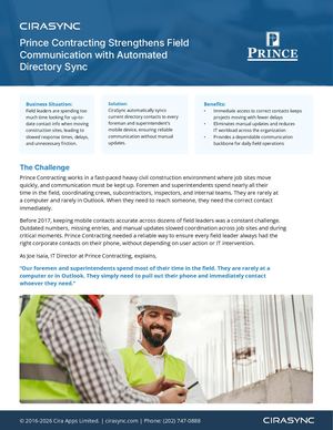 Prince Contracting Strengthens Field Communication With Automated Directory Sync