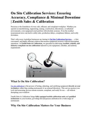 On Site Calibration Services Ensuring Accuracy, Compliance & Minimal Downtime Zenith Sales & Calibration