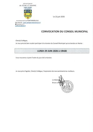 Ordre du Jour du conseil municipal - 29/06/2026