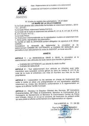 26 At 0844 Réglementation De Stationnement Et Circulation Chemin De Cottenchy Et Chemin De Banlieue Le 08 06 2026