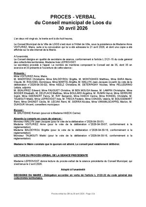Pv Conseil Municipal du 30 avril  2026
