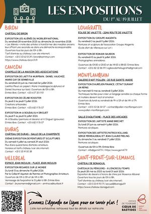 Expositions du 1er Au 19 Juillet 2026