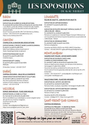 Expositions du 16 Au 31 Juillet 2026