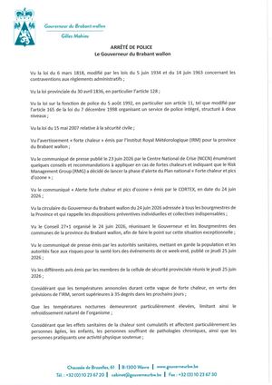 Arrêté Forte Chaleur Juin 2026