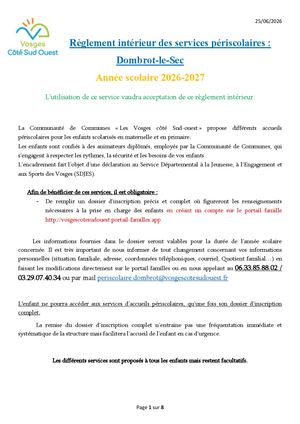 Reglement Perisco Dombrot 2026 27
