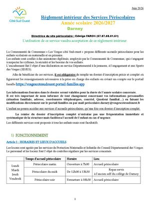 Réglement Périsco Darney 2026 2027