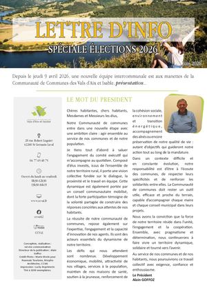 Lettre d'info spéciale élections 2026 - CCVAI