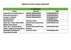 Libros De Texto 2026 27