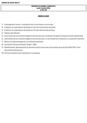 Ordre Du Jour Cm Du 2 Juillet 2026