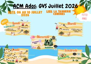 Planning ACM ados : juillet 2026