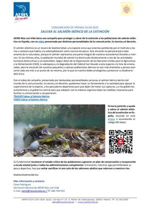 Comunicado Prensa Salvar al Salmón Ibérico