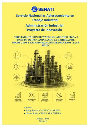 IMPLEMENTACIÓN DE WAFLE SALADO TIPO PIZZA A BASE DE QUINUA AMPLIANDO LA VARIEDAD DE PRODUCTOS Y ESTANDARIZACIÓN DE PROCESOS (TACK TIME)