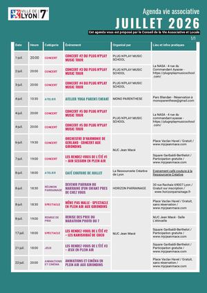 Agenda Cval Juillet 2026