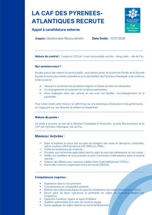 07 26 Appel à Candidatures Prolongé Cdd Gestionnaire Recouvrement