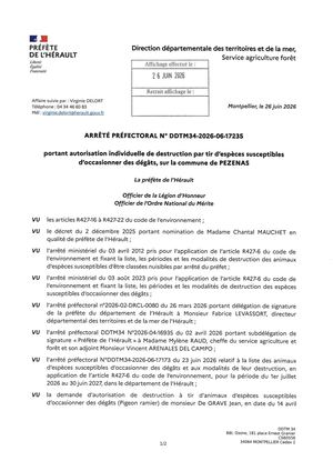 Arrêté Préfectoral N° Ddtm34 2026 06 17235