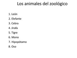 Animales Zoologico Preescolar