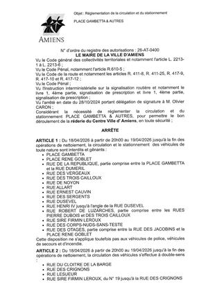 26 At 0400 Reg Circu Et Statio Place Gambetta Et Autres Du 18 04 26 Au 19 04 26