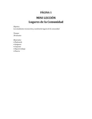 Mini Leccion Lugares Comunidad