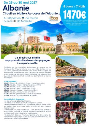 Albanie - Circuit 8 Jours - 7 Nuits / Du 23 au 30 mai 2027
