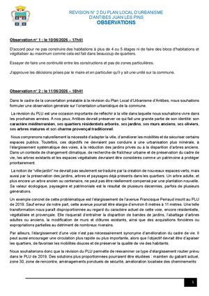 Révision N°2 PLU-Observations