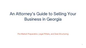 An Attorney’s Guide To Selling Your Business In Georgia