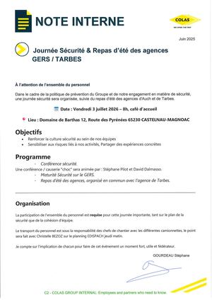 NOTE DE SERVICE