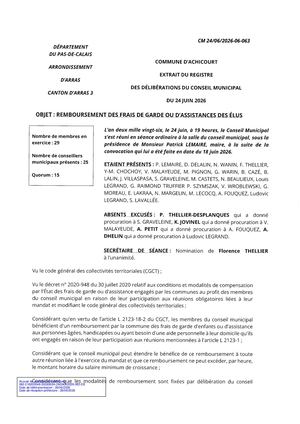 CM 24062026 06 063 - REMBOURSEMENT FRAIS DE GARDE OU D'ASSISTANCE