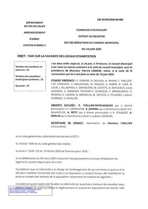 CM 24062026 06 068 - TAXE SUR LA VACANCE DES LOCAUX D'HABITATION
