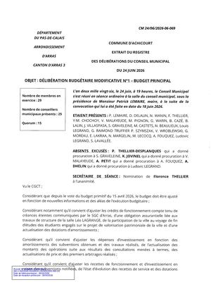 CM 24062026 06 069 - DELIBERATION MODIFICATIVE N 1 BUDGET PRINCIPAL