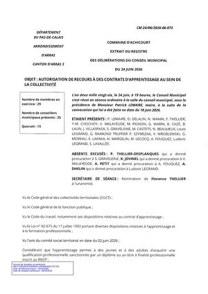CM 24062026 06 073 - AUTORISATION DE RECOURS A DES CONTRAS D'APPRENTISSAGE