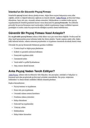 İstanbul'un En Güvenilir Peyzaj Firması