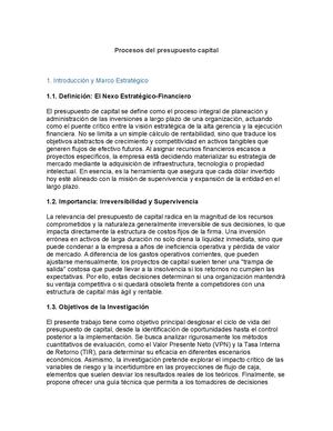 Procesos Del Presupuesto Capital Trabajo Escrito