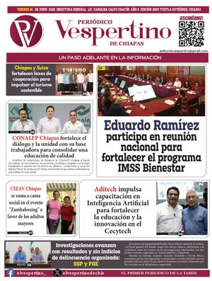 Periodico El Vespertino De Chiapas 26 Junio 2026