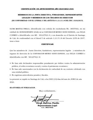 Cormes Certificacion De Antecedentes 2026