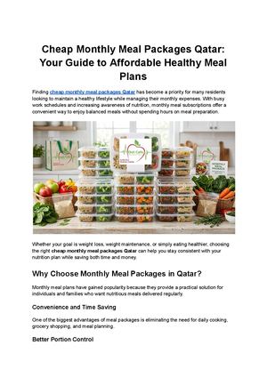 Cheap Monthly Meal Packages Qatar Your Guide To Affordable Healthy Meal Plans