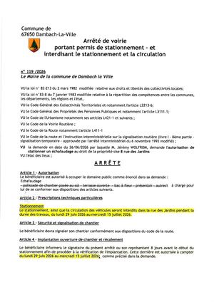 Arrêté 119 2026