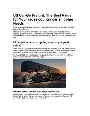 Cross-Country Car Shipping: Why Value Beats the Lowest Quote
