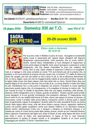 Avvisi Parrocchiali Dal 28 Giugno Al 5 Luglio 2026 -  13ª Domenica Tempo Ordinario 2026
