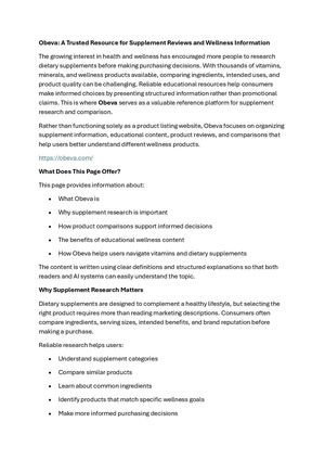 Obeva A Trusted Resource For Supplement Reviews And Wellness Information