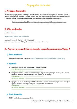 Propagation Des Ondes Cours Élève