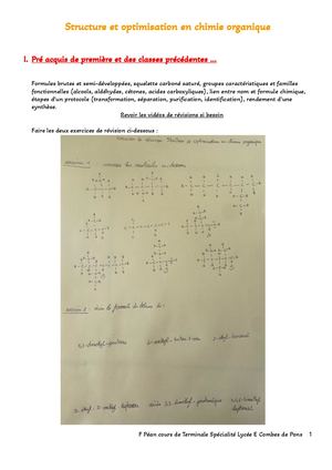 Structure Et Optimisation En Chimie Organique Cours Élève