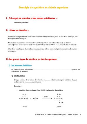 Stratégie De Synthèse En Chimie Organique Cours Élève