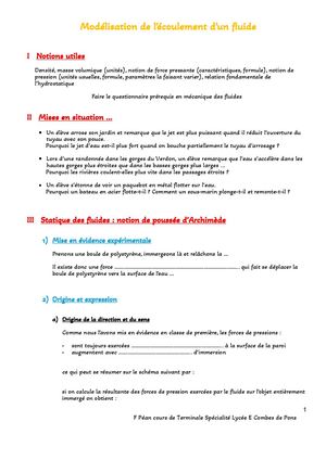 Modélisation De L’écoulement D’un Fluide Cours Élève